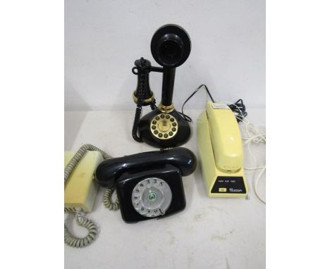 Candlestick touchtone phone and 2 other retro phones