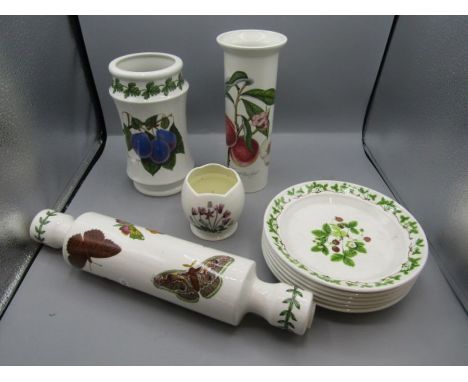 Portmeirion - 2 vases, rolling pin, 6 bowls and a candle