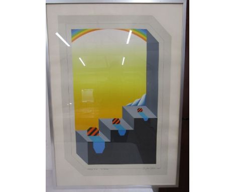 Jens Lausen Landkarte nr. 45 'Das Fernziel' screen print signed, titled and numbered in bottom margin 49/100 1972 88x62cm