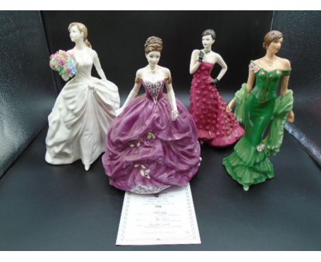 4 Coalport lady figurines to incl limited edition figurines 'The Jubilee Rose' 745/7500,'Jade' 418/7500 and 'Emma' 3594/7500 