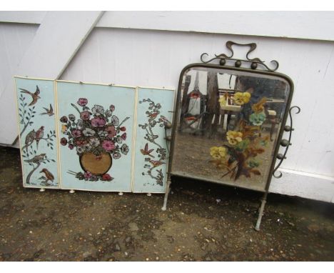 Mother of pearl folding screen and mirrored fire guard