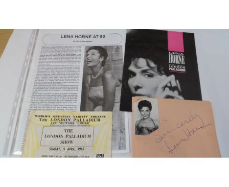 POP MUSiC, Lena Horne selection inc. signed (2), album page &amp; promotional photo; unsigned Palladium ticket &amp; programm