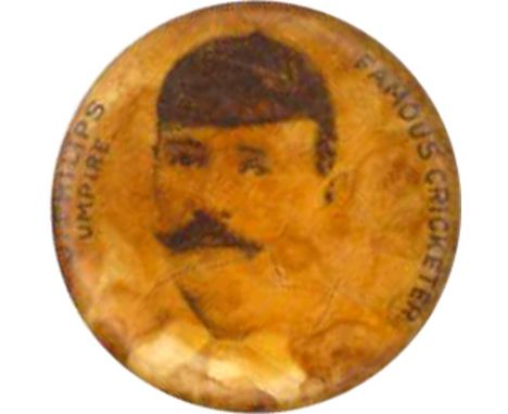 A.T.C., Cricketers, Phillips &amp; Board, celluloid button (21mm dia.), lacking paper inserts, heavy staining to fronts, FR, 