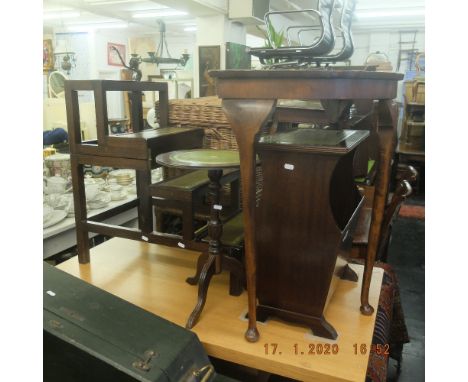 A library table/ladder, magazine rack and wine table 