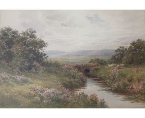 ALFRED POWELL (Fl.1880-1922) A SUSSEX BROOK, PULBOROUGH Signed, watercolour 37 x 54cm. with a watercolour of figures by a woo