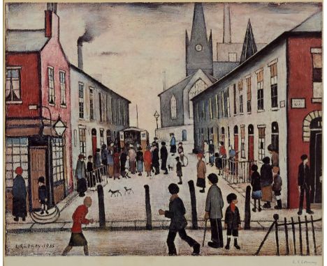 •AFTER LAURENCE STEPHEN LOWRY, RA (1887-1976) THE FEVER VAN (1935) Offset lithograph, from the edition of 700, published by M