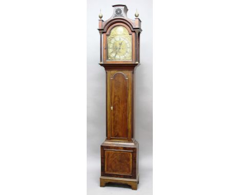 MAHOGANY LONGCASE CLOCK, the brass dial inscribed Jas. Ritchie, Hull, with 12" chapter ring, subsidiary seconds and date dial