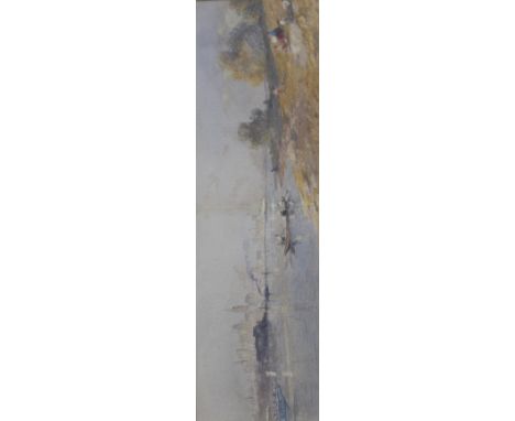 SIX ASSORTED WATERCOLOURS to comprise a city across a river by James Baker Pyne, 11 x 35cm. [see illus.]; a village view by J