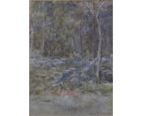 HELEN ALLINGHAM, RWS (1848-1926) THE EDGE OF THE WOODS Signed, watercolour 16 x 11.5cm. * Inscribed verso Clara Martineau/ wi