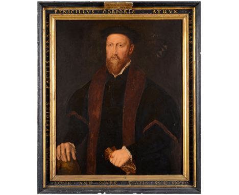 ENGLISH SCHOOL, 18/19th CENTURY PORTRAIT OF THOMAS SMITH (1512-1577) Half length, wearing a black robe, fur collar and black 