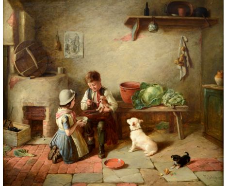 CHARLES HUNT (1803-1877) THE FAVOURITE Signed and dated 84, oil on canvas 62 x 74cm. ++ Needs a light clean