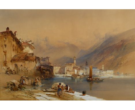 WILLIAM CALLOW, RWS (1812-1908) A LAKESIDE TOWN (NORTHERN ITALY?) Signed and dated indistinctly (probably 1879), watercolour 