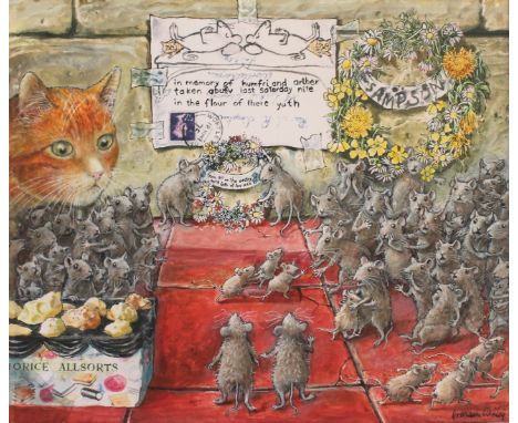 •GRAHAM OAKLEY (b.1929) "WHEN THEY ENTERED THE VESTRY THEY WERE GREETED WITH HORRIFIED STARES" (from `THE CHURCH MICE SPREAD 