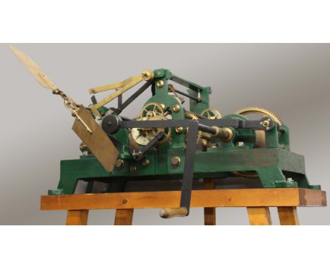 LATE VICTORIAN FLATBED TURRET CLOCK MOVEMENT, by JW Benson, London, twin train hourly striking movement with rack strike and 