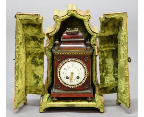 FRENCH LOUIS XVI STYLE MANTEL CLOCK, 19th century, the enamelled dial with arabic numerals on a brass, eight day movement hal