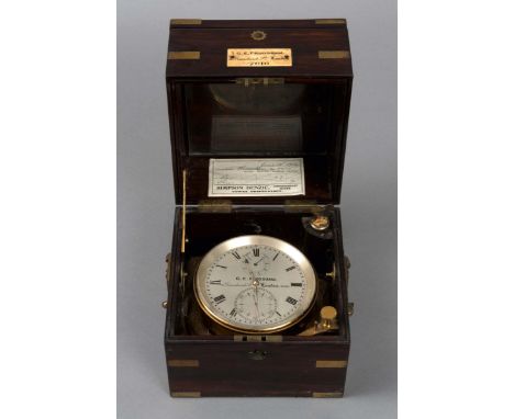 MARINE CHRONOMETER, inscribed GE Frodsham, 31 Gracechurch Street, London, serial number 7010, the silvered dial with subsidia