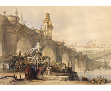 DAVID ROBERTS, RA (1796-1864) BRIDGE OF TOLEDO, MADRID (from `PICTURESQUE SKETCHES IN SPAIN`) Tinted lithograph with hand col