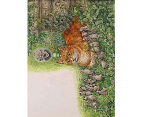 •GRAHAM OAKLEY (b.1929) "THEY REMINDED HIM OFF HIS VOW TO BE AGREEABLE TO MICE" (from `THE CHURCH MICE TAKE A BREAK`) Signed,