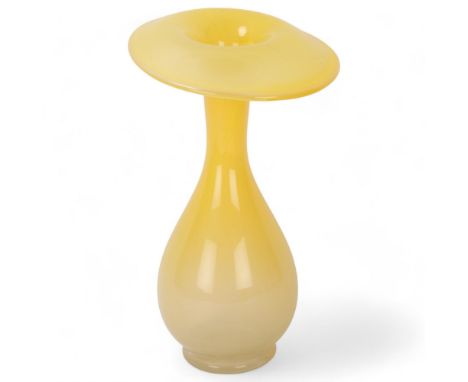 INGEBORG LUNDIN for Orrefors, a glass vase with a drooping rim in yellow, designed 1947, signed Du 3113, Height 22cmGood cond