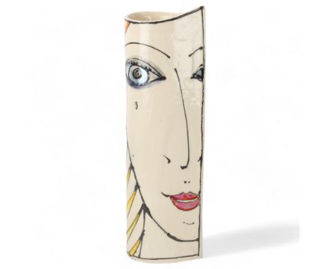 JOHNATHAN COX, a studio ceramic vessel, hand built with tube lined and painted decoration, signed and titled "Isabella", heig