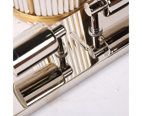 Ralph Lauren Home, an Allen double light sconce, Art Deco style brass and crystal with two lamp fittings, in original box, le