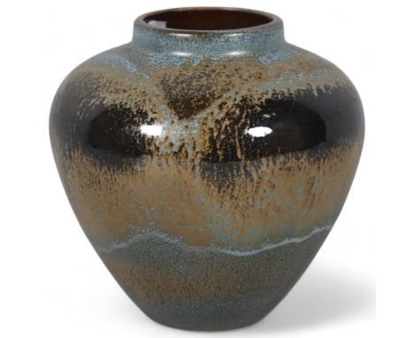 Karlsruhe Majolika, West Germany, a ceramic vase with metallic hare's fur glaze, circa 1970s', makers mark to base, height 15