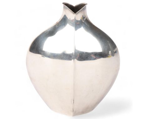 Kultakeskus - a Finnish modernist silver plated tulip vase, originally designed by TAPIO WIRKKALA (1915 - 1985), 15.5cm, 5.5o