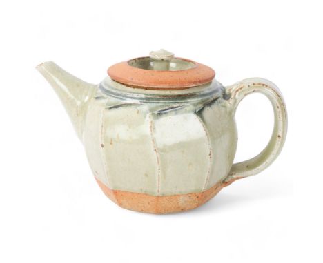 RICHARD BATTERHAM (1936-2021), a cut sided stoneware teapot with ash glaze, height 15cmGood condition, no chips, cracks or re