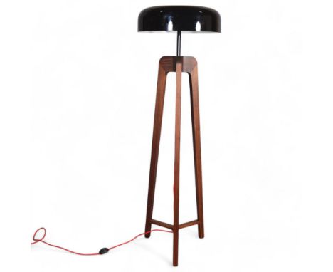 SOVRAPPENSIERO design studio for PORADA - A Pileo Alta floor lamp in solid canaletta walnut with enamelled metal shade. RRP £