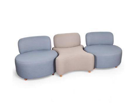 Nigel Coates for Hitch Mylius, an  OXO post-modern modular sofa, the 3 free standing chairs can be arranged to form the OXO s