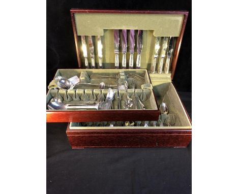 Christoffle- silver plated cutlery service for eight place settings, Perles pattern, conforms to English 'Bead' pattern, comp