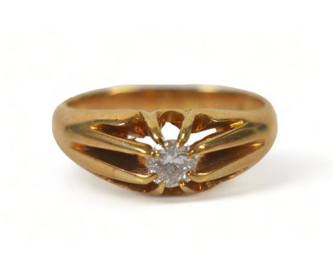 An 18ct gold diamond solitaire ring, the round cut diamond, 3.5mm diameter, size N, 5.2g. 