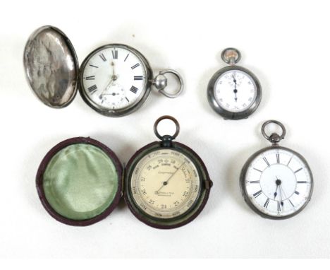 Two 19th century silver cased pocket watches, a full hunter and an open faced watch, both with Roman numeral dials, together 