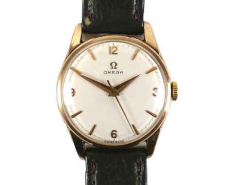 An Omega 9ct gold cased gentleman's wristwatch, ref. 1315405, circa 1960's, circular silvered 3.6.9.12 dial, arrow batons, go