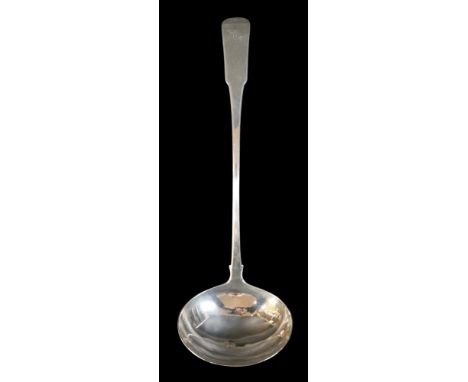 A George III Scottish silver ladle, terminal engraved, Edinburgh 1782, 6.05toz, 35cm long. 