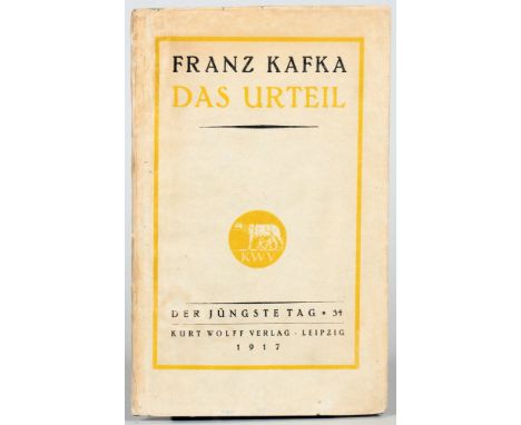Franz Kafka. Das Urteil. Eine Geschichte. Leipzig, Kurt Wolff 1916. Originalbroschur mit hellem Originalumschlag mit Gelb- un
