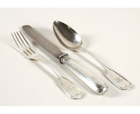 Friedrich Nietzsche - Essbesteck, dreiteilig, Silber, mit Monogramm »E. N.« Um 1890. Länge 20,2 - 25,5 cm. Rückseitig gestemp