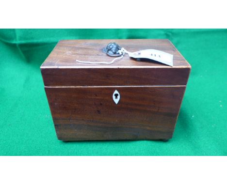 Rosewood Georgian caddy box inset bone escutcheon and handled lion mask to top