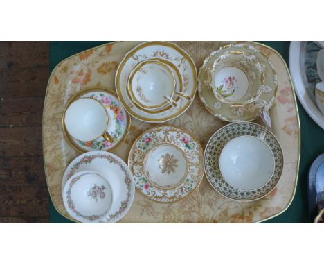 Selection of 6 cups and saucers etc from popular factories including Alcock, Daniel, Copeland, Garrett etc