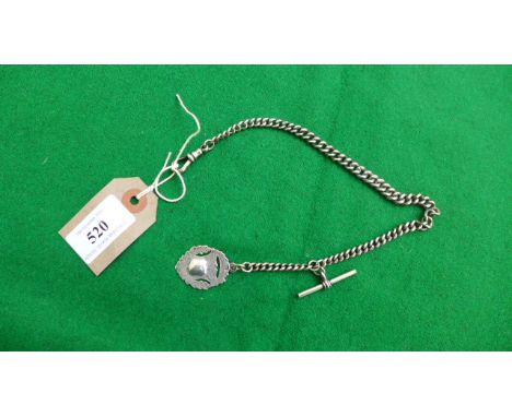 Silver watch chain with medallion (Birmingham 1915) 36.7gms