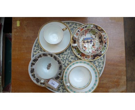 4 cups and saucers from popular factories including Davenport, Flight Barr Worcester, Alcock etc