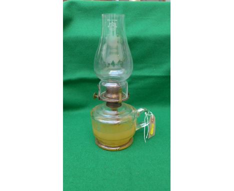 Small oil lamp with glass bowl