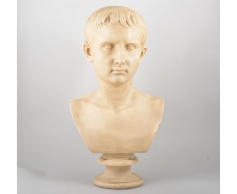 After the antique, Young Caesar, composition portrait bust, 53cm.