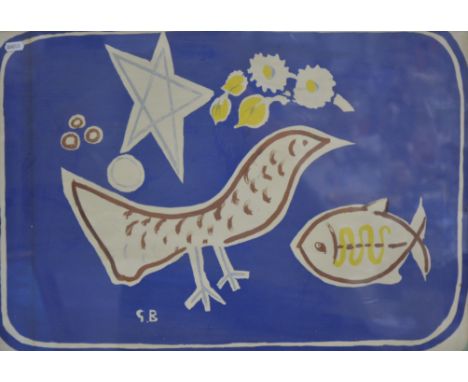 After George Braque, Bird and Fish, lithograph, for Schools Prints, 1949,  45cm x 66cm.