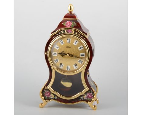 Luxor black painted bracket clock, with bracket 46cm.