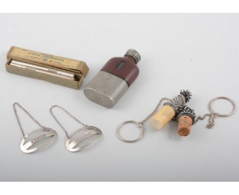 Bottle openers, vintage thermometer, hip flasks and a Backgammon set, etc. 