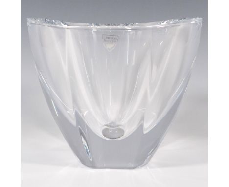 Beautiful thick clear crystal. Orrefors etcher backstamp. Includes the original box and certificates. Dimensions of the box: 