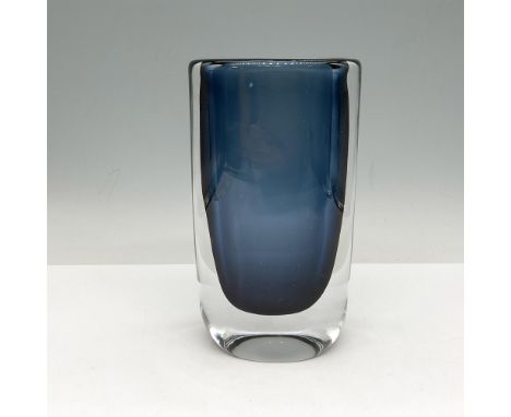 Clear cased glass over deep blue. Orrefors sticker. N7898. Artist: Sven PalmqvistIssued: 20th centuryDimensions: 4"L x 2"W x 