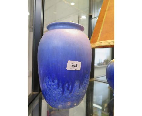 A Ruskin Pottery vase, with blue crystalline glaze, 22.5 cm high, impressed marks dated 1930 with W. Howson Taylor impressed 