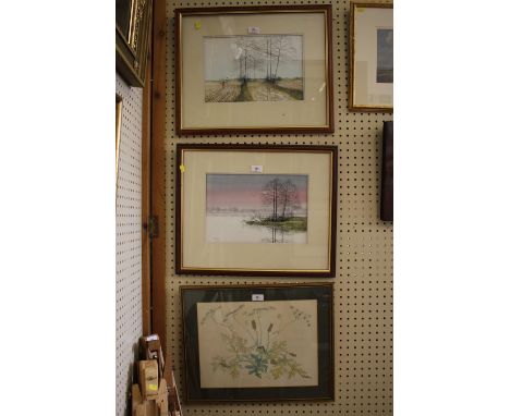 R ManeyDawn over a lakewatercoloursigned in pencil23 x 34another by the same artist and a pair of prints after Gay Corran, la